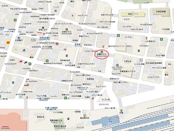 安東の高麗ホテルの地図