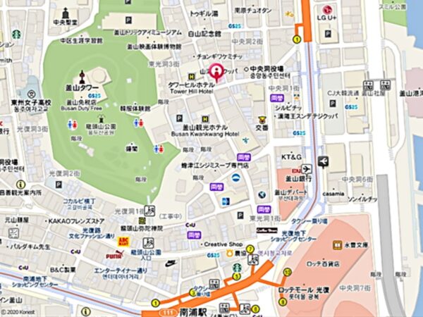 釜山のチェソンミルミョンの地図