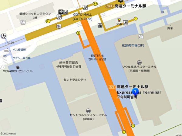 ソニョパンアッカン高速ターミナル店の地図