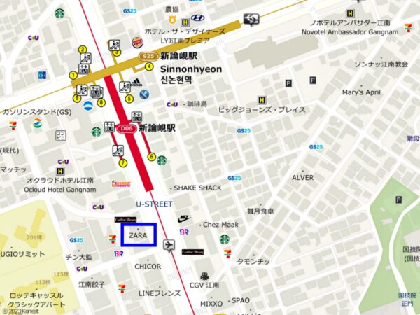 ZARA江南駅店の地図