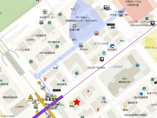 河東館汝矣島駅店の地図