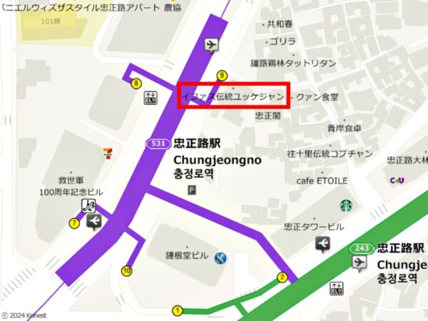 イファス伝統ユッケジャンソウル忠正路店の地図
