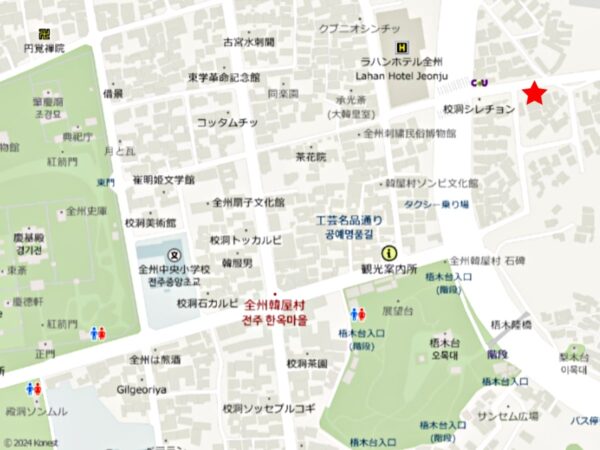 全州にある「李家韓屋」の地図