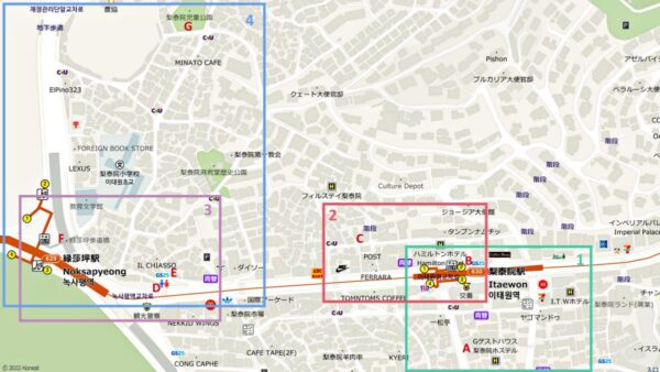「梨泰院クラス」梨泰院のロケ地全体図