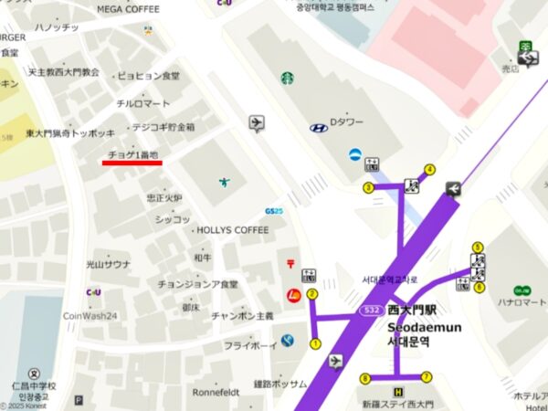 西大門にある「チョゲ一番地」の地図