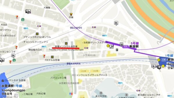 東横インソウル永登浦の地図