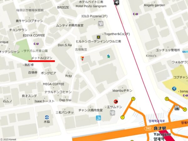 「メットルロマン」良才店の地図