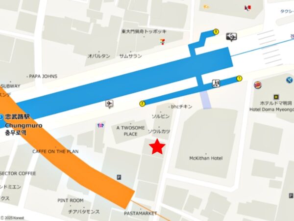 忠武路にある「統営クルパッ ヘムルナラ」の地図