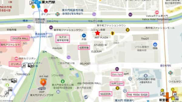 東大門にあるユジョン食堂の地図