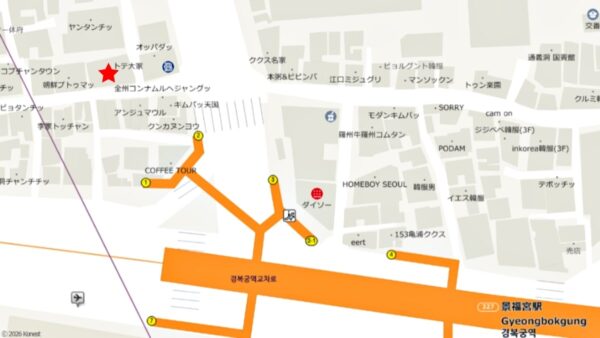 景福宮にある「トティ大家」周辺の地図