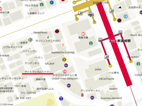 「チャミマッカムジャタン」江南店の地図